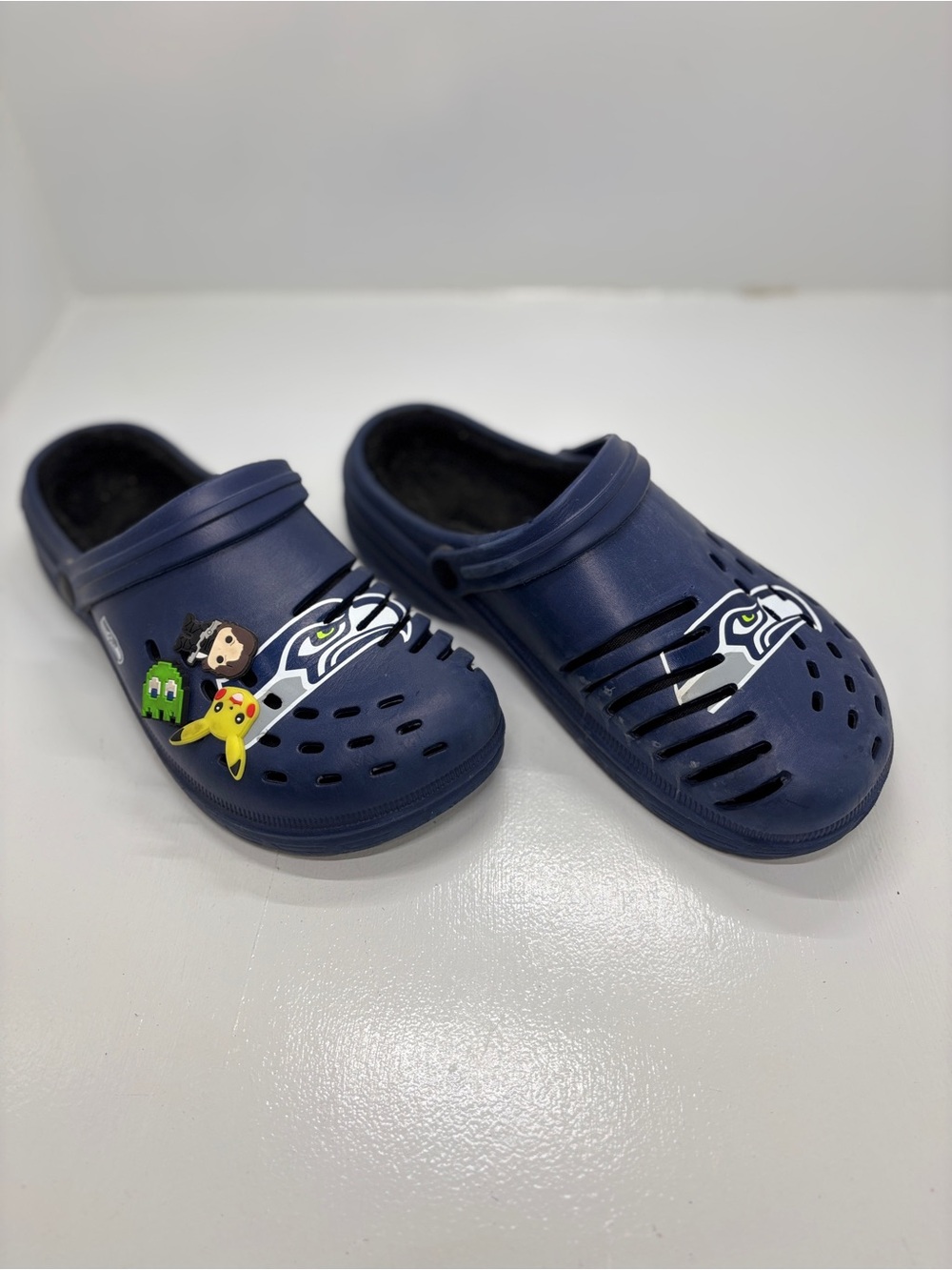 FOCO Seattle Seahawks Fleece Lined Clogs Men’s 9-10 Navy NFL Slip On Shoes - Picture 6 of 13
